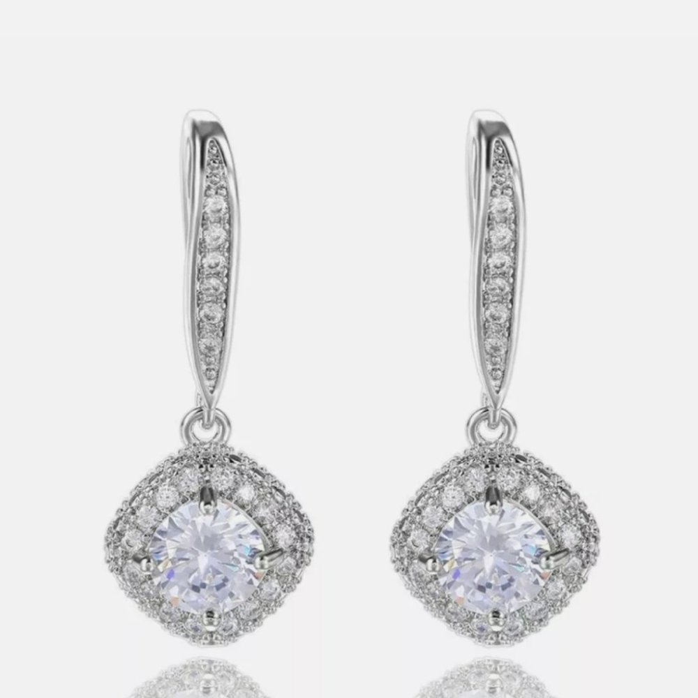 Brand new 925 silver Diamond dangle earrings - Picture 2 of 4